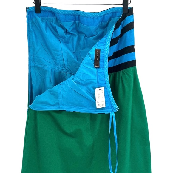 NEW The Limited Strapless Dress Preppy Colorblock Blue Green Black Stripes | 4 - Picture 6 of 10